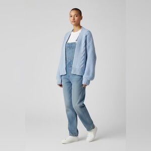 Chunky Light Blue Acrylic Open Cardigan Size XL (or could wear oversized!)